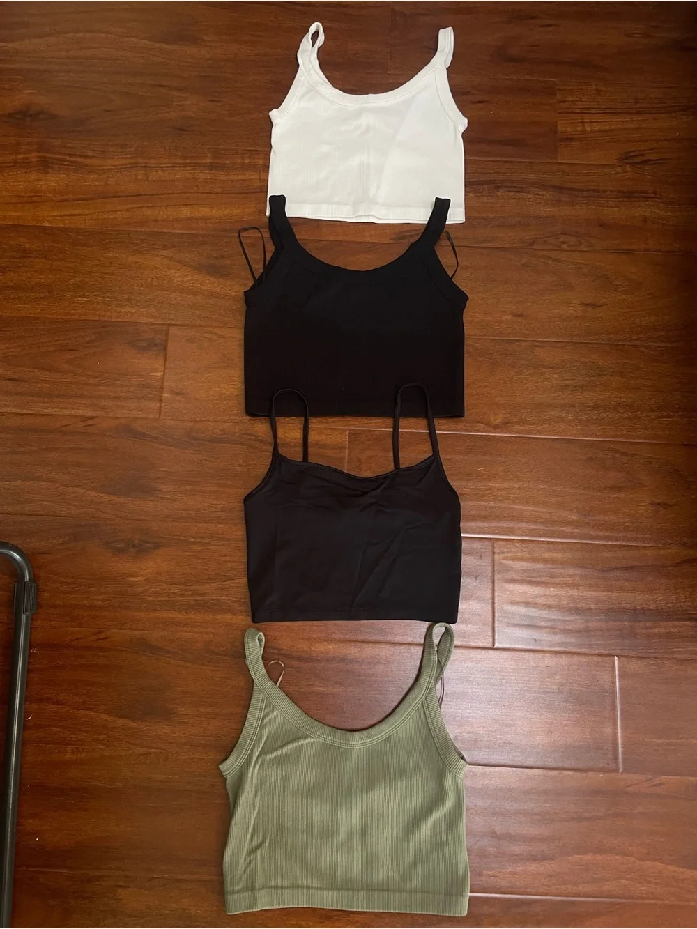 Women’s Ribbed Tank Crop Top - White, Black, Olive - BUNDLE - FOUR TOPS